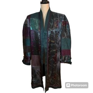 Vintage Jeanne Marc Patchwork Print Duster/Kimono Sz-S/8-10